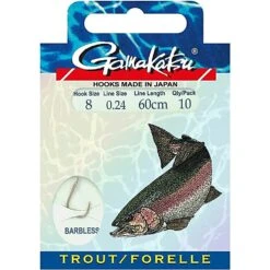 Gamakatsu BKD LS-3360B Trout Barbless Onderlijn 60cm H8 0.24mm